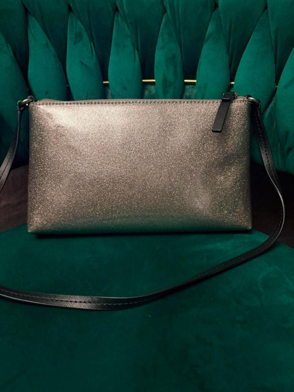 Kate Spade New York Purple Glitter Bow Crossbody Purse | Evening Bag - Picture 2 of 5